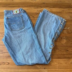 Mudd Jeans Vintage Y2K Jeans Juniors 11 Flare w/ Tie Up Legs 31” Inseam